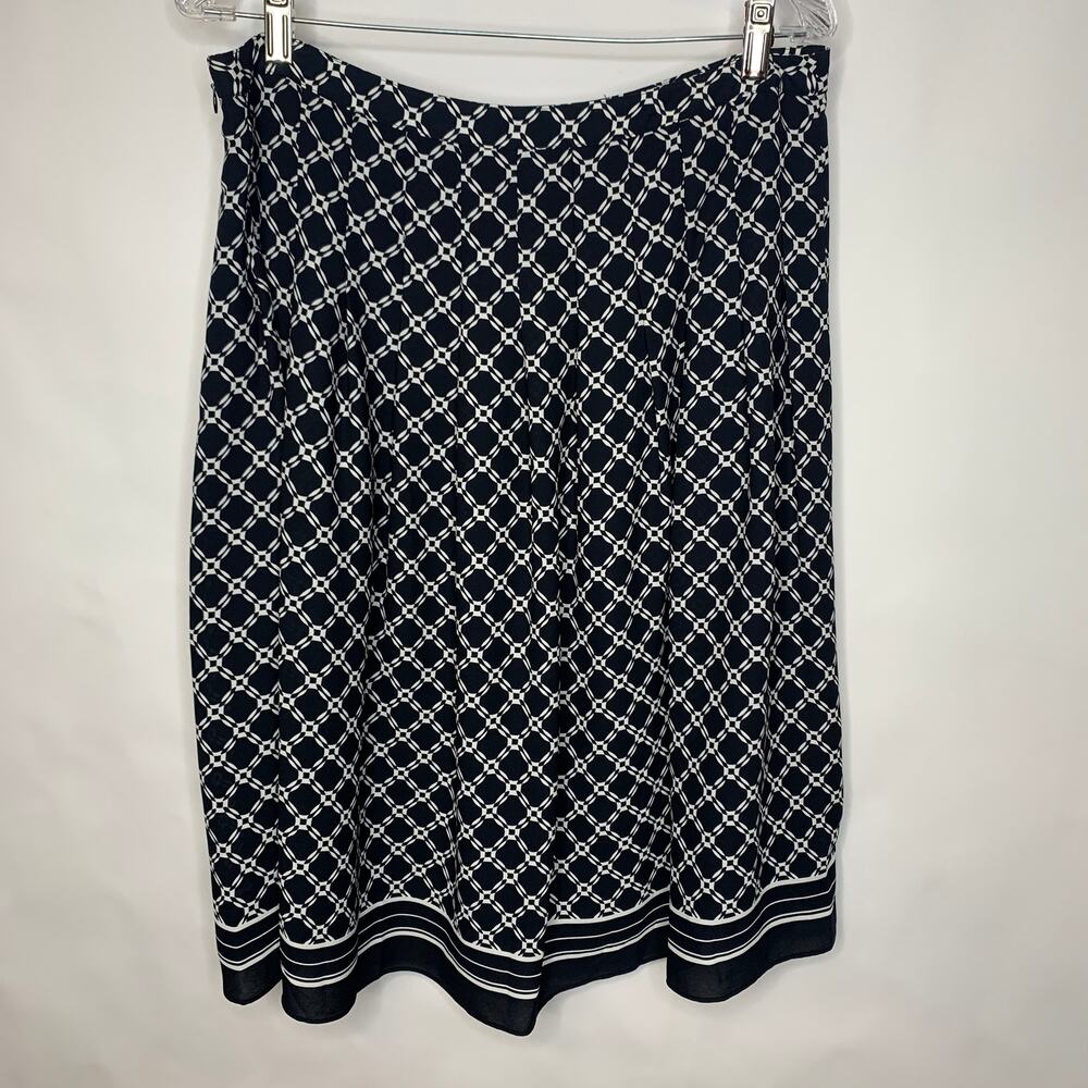 NwT Talbots Black White Geometric Skirt Full Pleated Sz 12